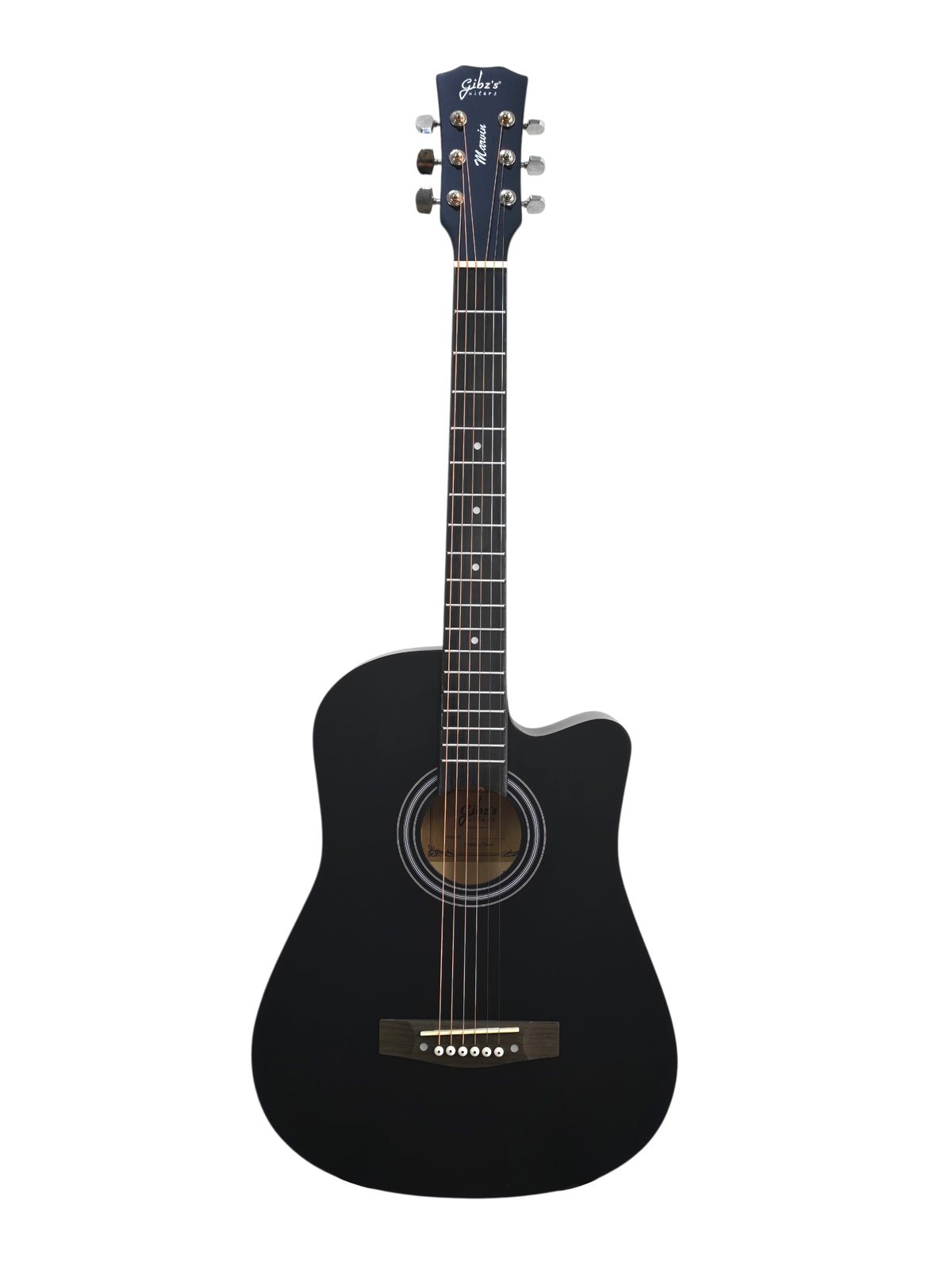 Gibz's Marvin Series 38-Inch Matte Acoustic Guitar with Truss Rod Pick Up & Bag (G 238C BK)