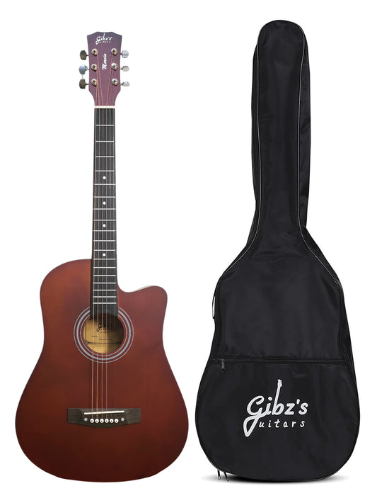 Gibz's Marvin Series 38-Inch Matte Acoustic Guitar with Truss Rod Pick Up & Bag (G 238C CF)