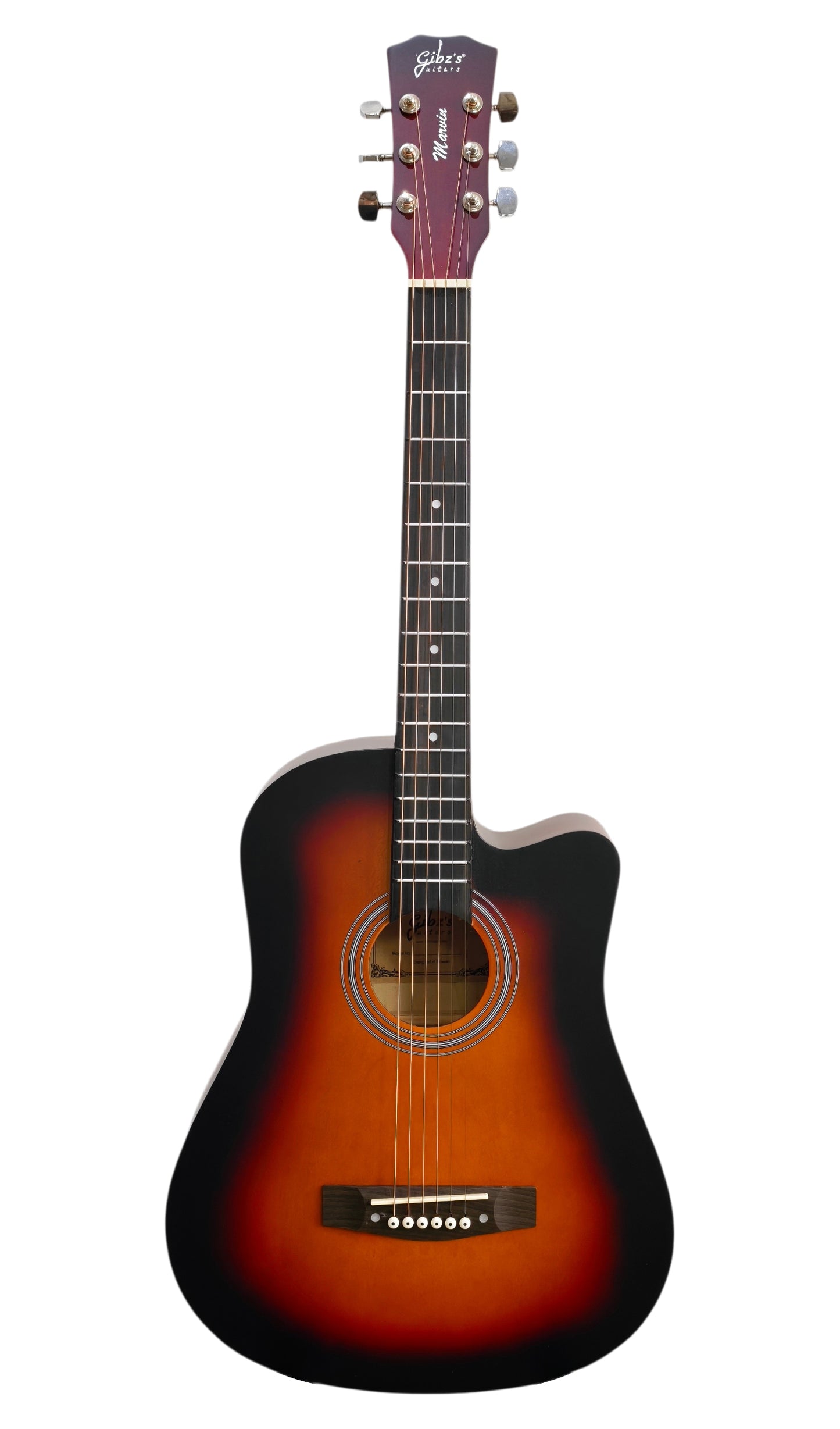 Gibz's Marvin Series 38-Inch Matte Acoustic Guitar with Truss Rod Pick Up & Bag (G 238C SB)