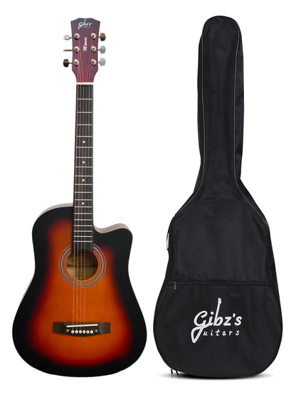 Gibz's Marvin Series 38-Inch Matte Acoustic Guitar with Truss Rod Pick Up & Bag (G 238C SB)