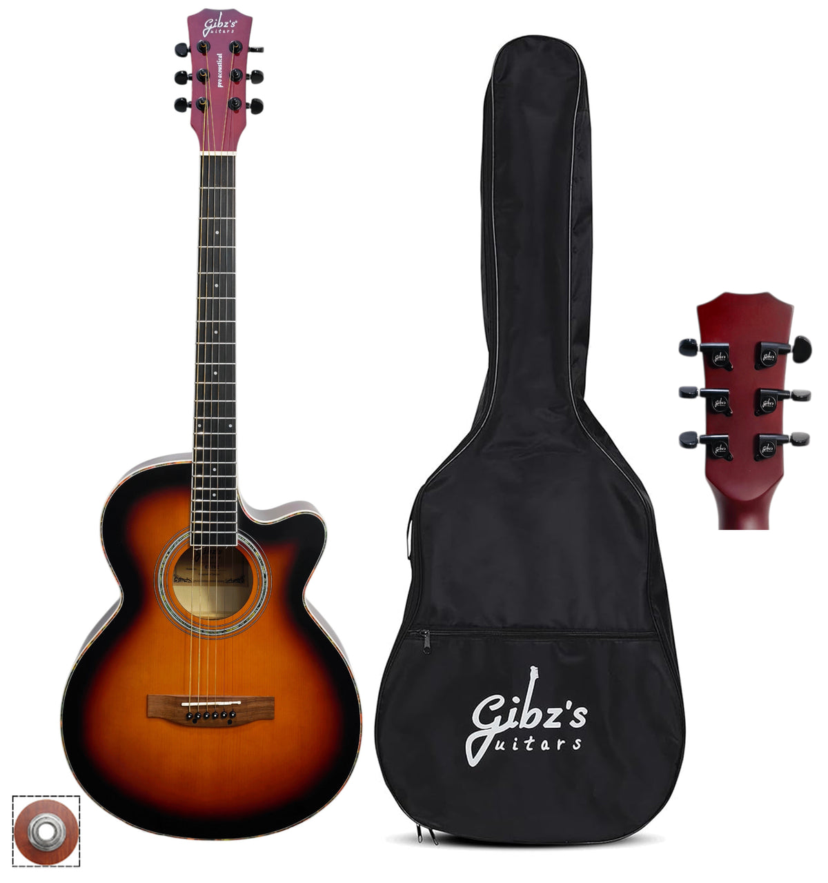 Gibz's Pro Acoustical G239-C 39" Matt Acoustic Guitar with Patch EQ, Truss Rod & Bag (SB)