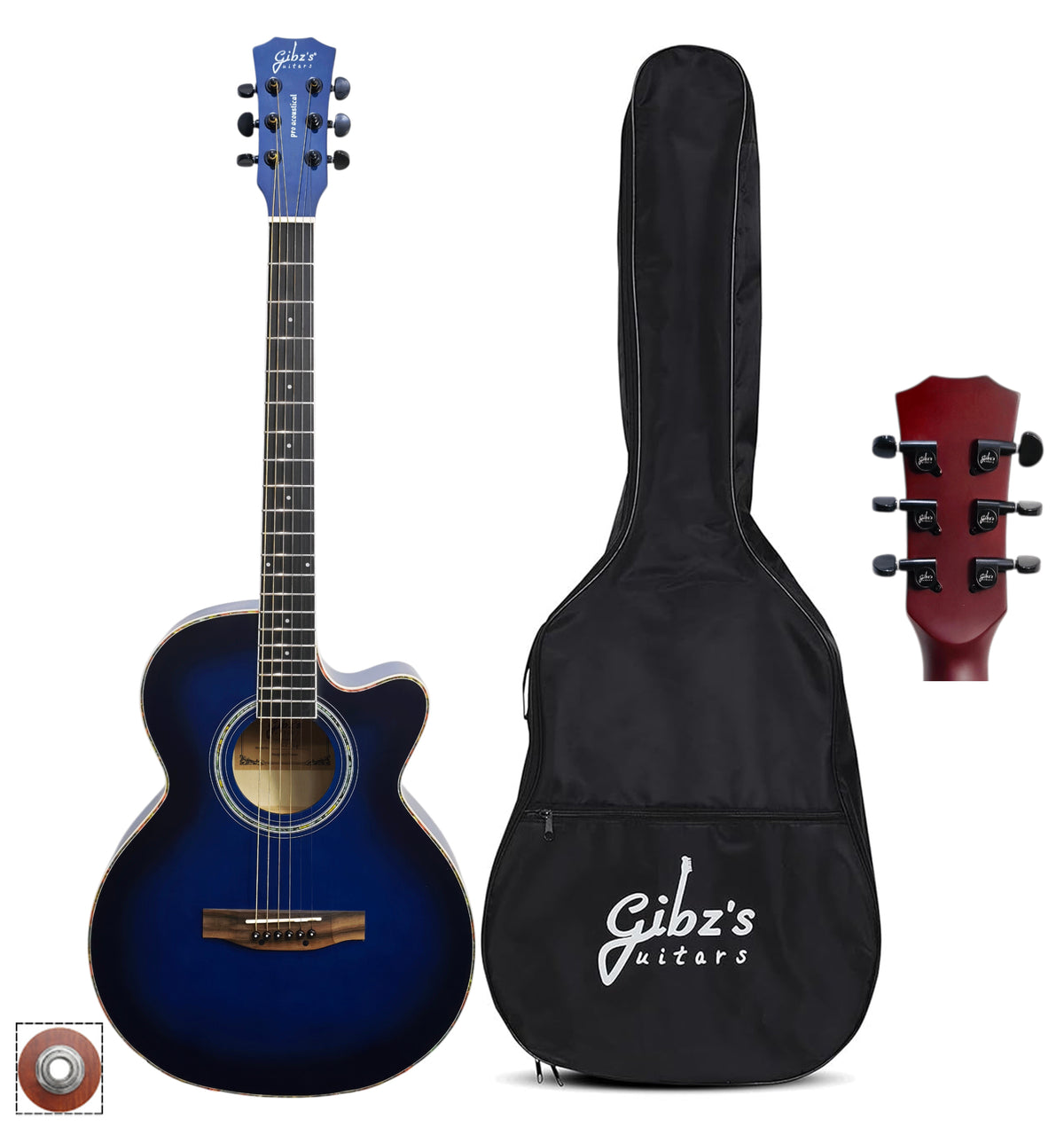 Gibz's Pro Acoustical G239-C 39" Matt Acoustic Guitar with Patch EQ, Truss Rod & Bag (BL)