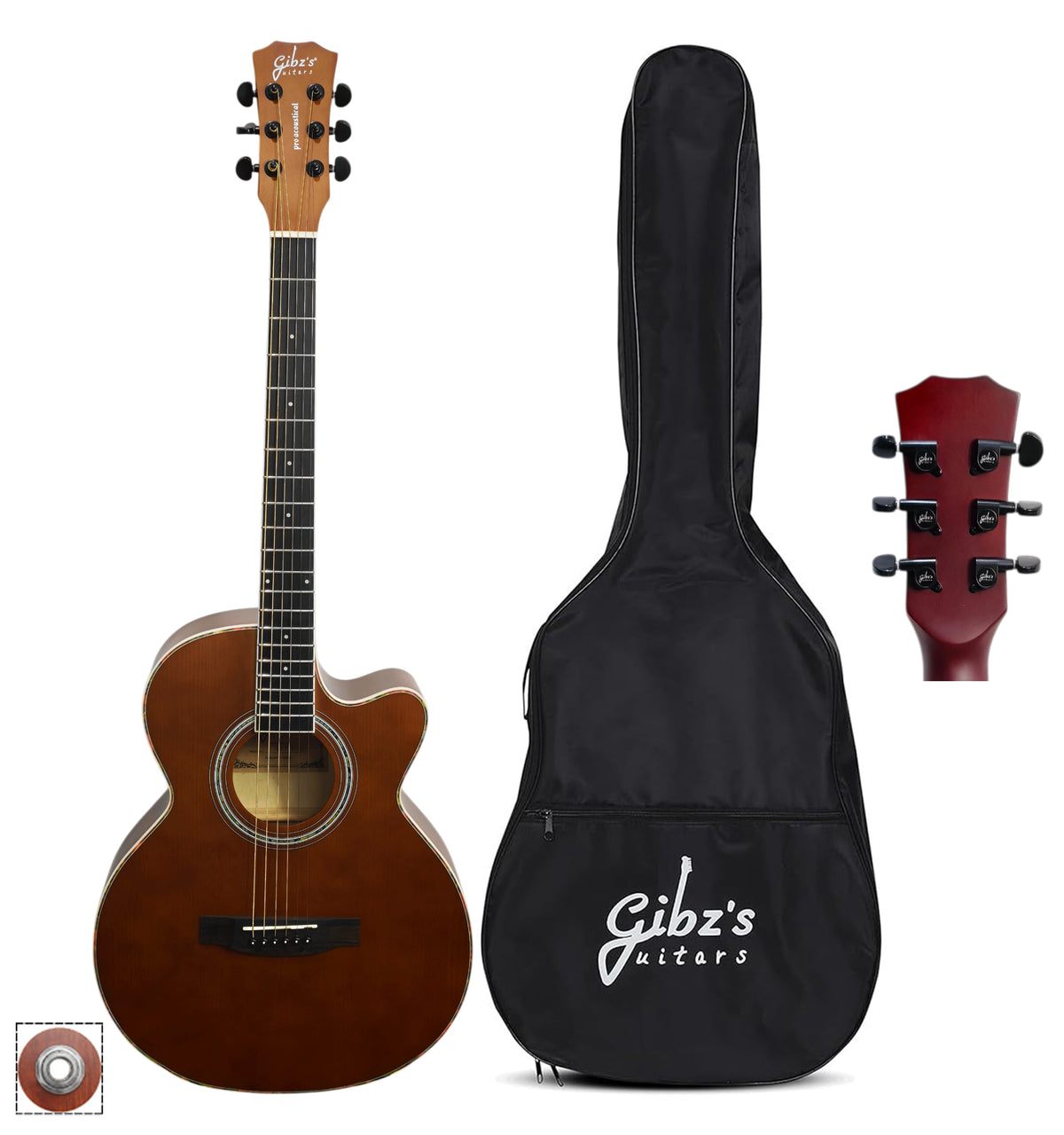 Gibz's Pro Acoustical G239-C 39" Matt Acoustic Guitar with Patch EQ, Truss Rod & Bag (CF)
