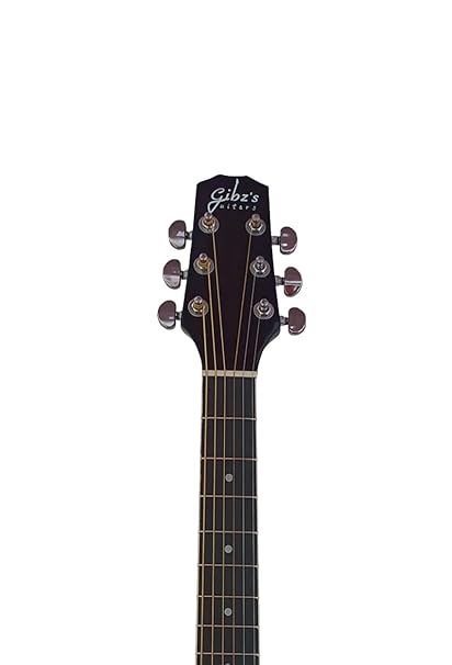 Front view – “Gibz’s Guitars G36 glossy black acoustic guitar front view”
