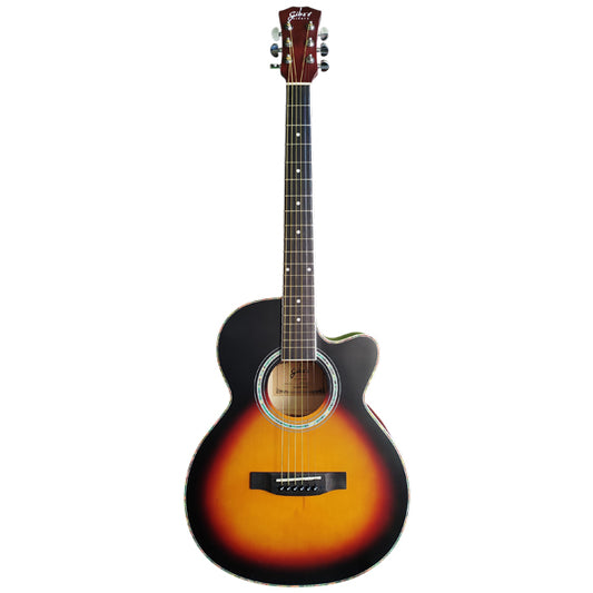 Gibz's guitars G39M Matt Acoustic Guitar With Truss Rod Pick Up & Bag (Matt, Sunburst)
