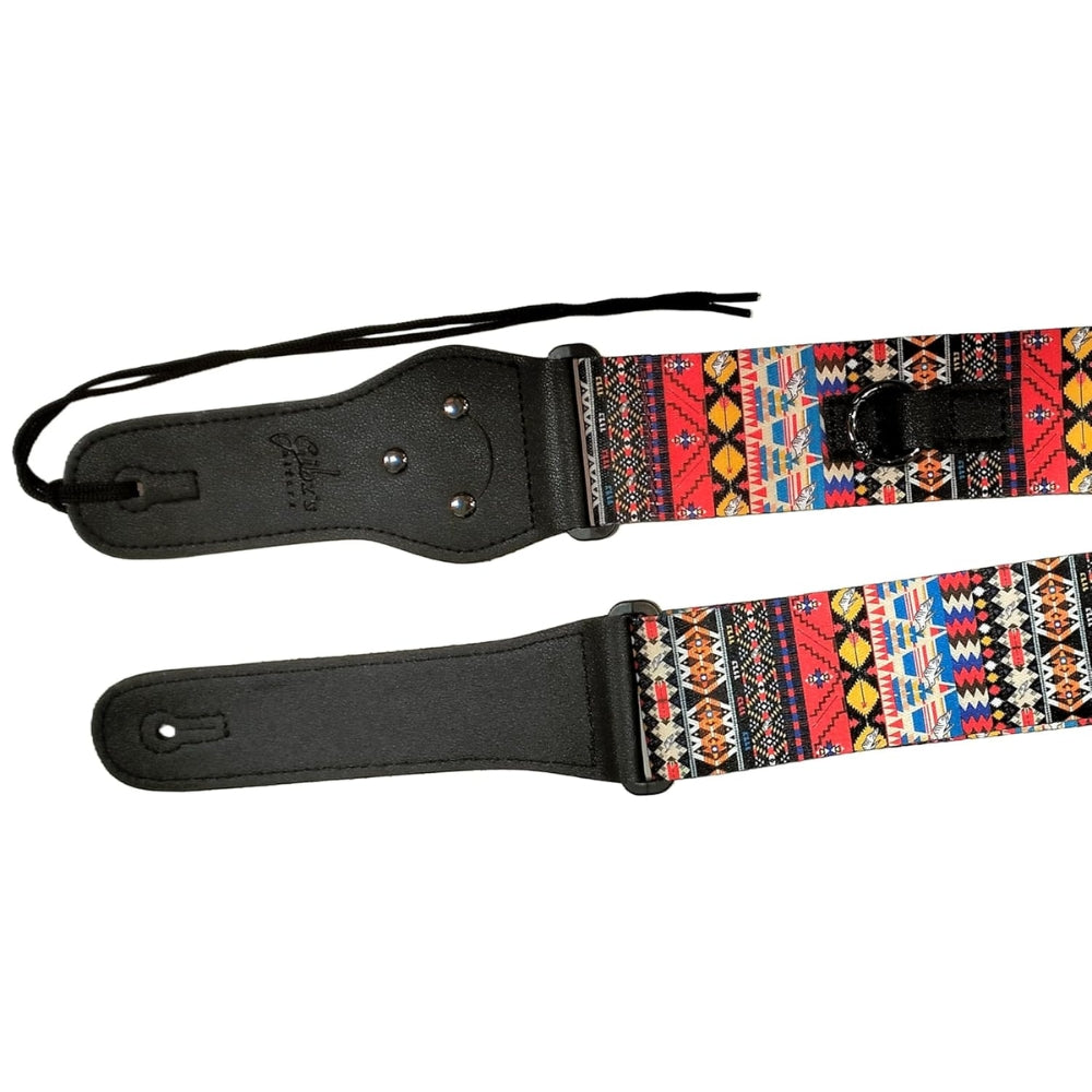 Printed polyester pattern on Gibz’s GS001 guitar strap, laid flat