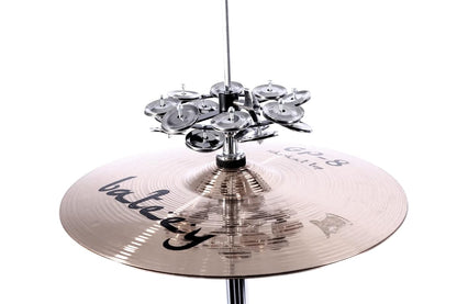 Cymbal set with 'Vilhjälmus' branding on a white background