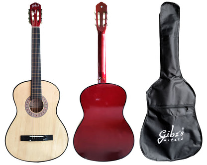 Gibz’s Guitaro GG 39 NT 39-Inch Classical Acoustic Guitar – Full-Size Basswood Body, Wooden Fretboard & Bridge, Metal Strings, Open-Head Metal Tuning Machines – Rich Tone, Comfortable Playability, Ideal for Beginners & Intermediate Players