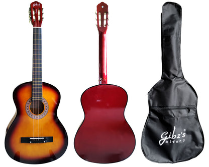 Gibz’s Guitaro GG 39 SB 39-Inch Classical Acoustic Guitar – Full-Size Basswood Body, Wooden Fretboard & Bridge, Metal Strings, Open-Head Metal Tuning Machines – Rich Tone, Comfortable Playability, Ideal for Beginners & Intermediate Players (Copy)