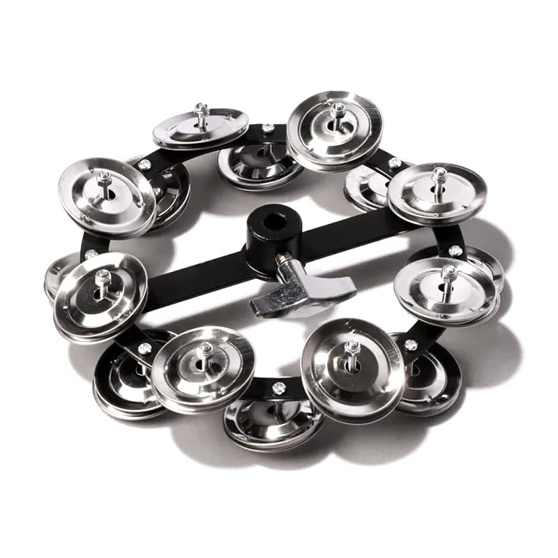 Metal tambourine on a white background