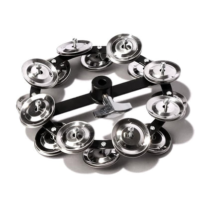 Metal tambourine on a white background