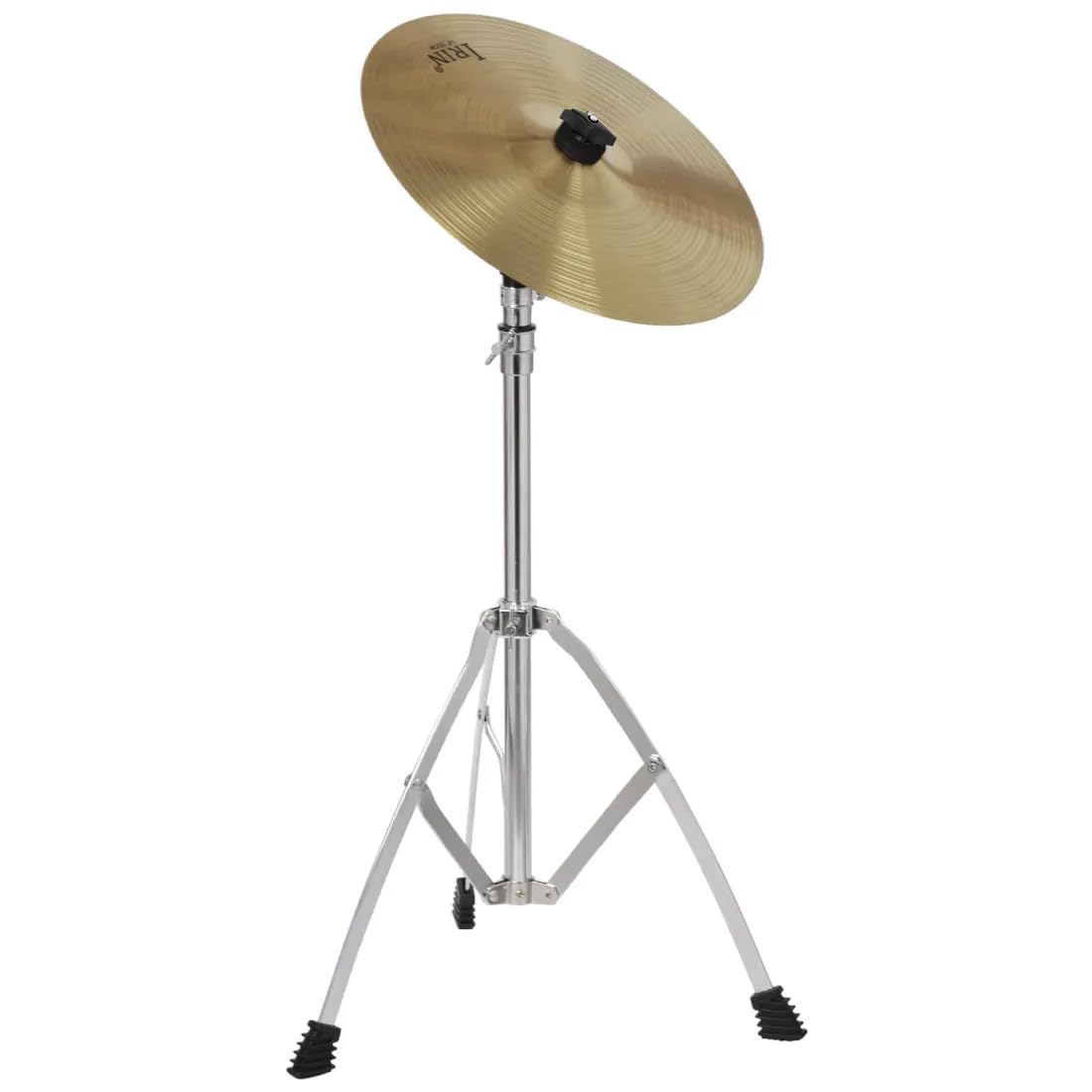 Cymbal on a stand with a white background