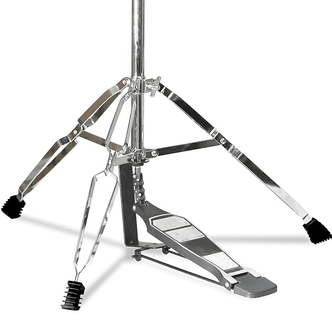 “Double-braced tripod legs and heavy support base of hi-hat stand”