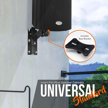 Wall mount for speaker cabinets with base bracket on a white background