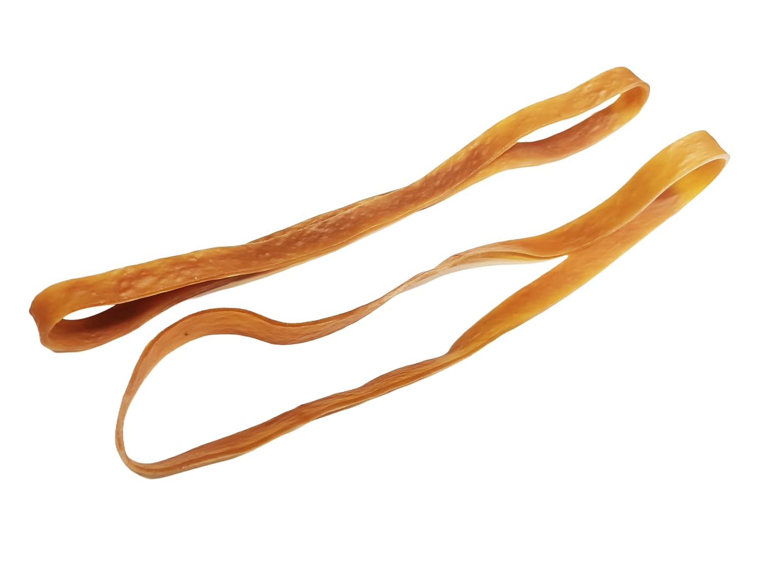 Two orange rubber bands on a white background