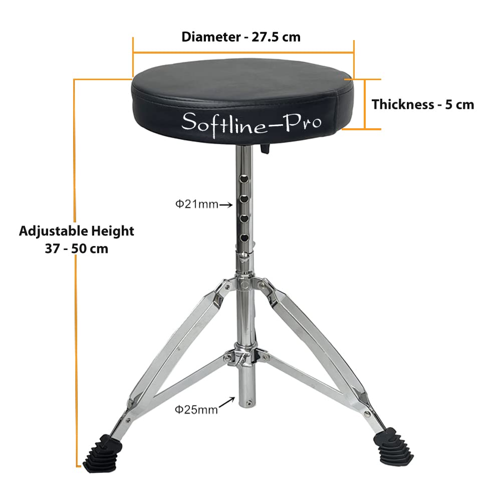 View of double-braced tripod legs on SP36-C drum stool chrome