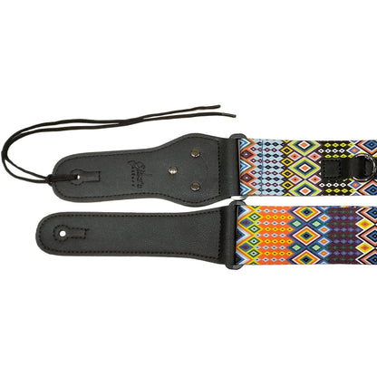 Front view of Gibz’s GS004 guitar strap showing its printed polyester pattern”