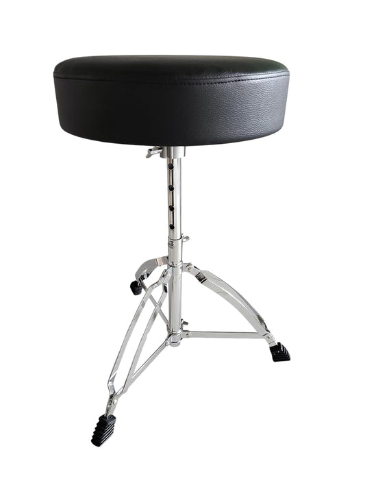 Black drum throne with metal legs on a white background