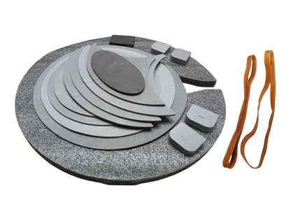 Set of gray pet steps with a brown strap on a white background