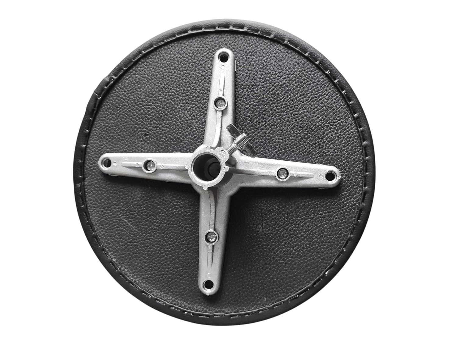 Black wheel with a metal hub on a white background