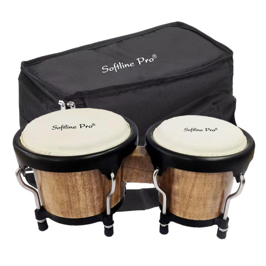 Softline Pro SP-BNG Tobacco bongo set with natural sheepskin heads and tuning wrench.
