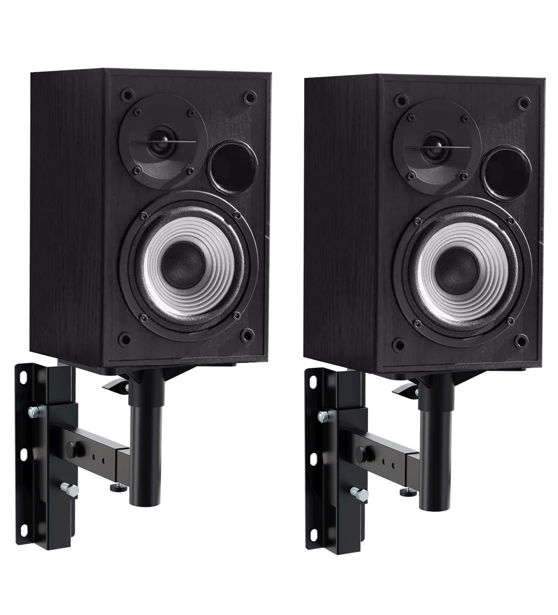 Softline Pro Wall Mount Speaker Bracket Stands – Pair Heavy-Duty Adjustable with 26 x 36 cm Top Tray Plate, Universal Metal Brackets for Home Theatre Studio and PA Speaker Load Capacity 20Kg - SP S502