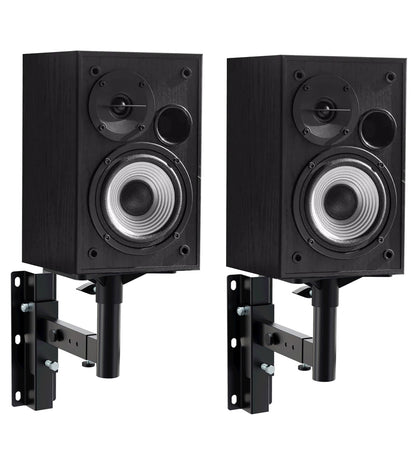 Softline Pro Wall Mount Speaker Bracket Stands – Pair Heavy-Duty Adjustable with 26 x 36 cm Top Tray Plate, Universal Metal Brackets for Home Theatre Studio and PA Speaker Load Capacity 20Kg - SP S502
