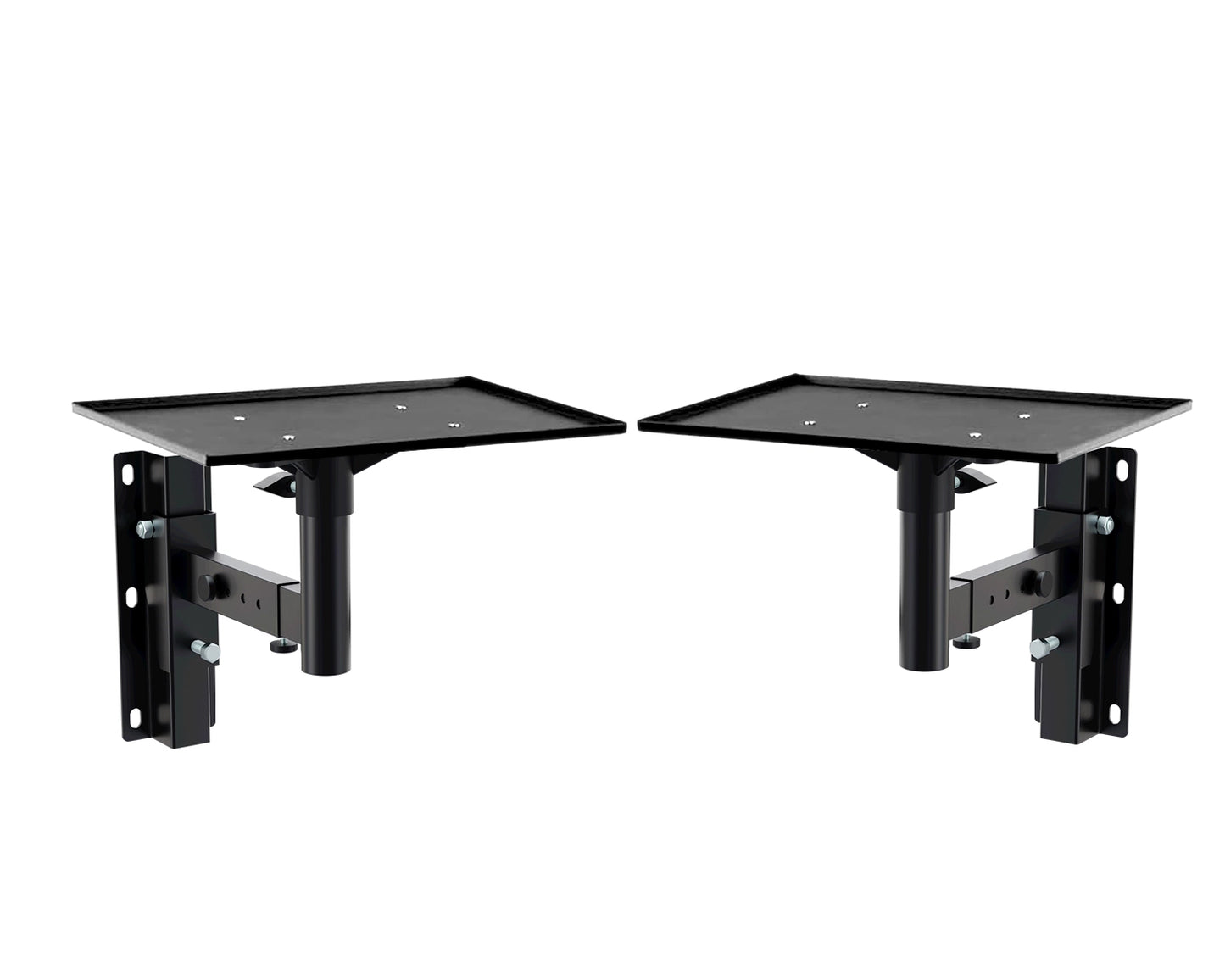 Softline Pro Wall Mount Speaker Bracket Stands – Pair Heavy-Duty Adjustable with 26 x 36 cm Top Tray Plate, Universal Metal Brackets for Home Theatre Studio and PA Speaker Load Capacity 20Kg - SP S502