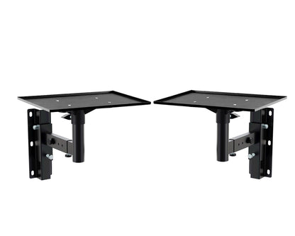 Softline Pro Wall Mount Speaker Bracket Stands – Pair Heavy-Duty Adjustable with 26 x 36 cm Top Tray Plate, Universal Metal Brackets for Home Theatre Studio and PA Speaker Load Capacity 20Kg - SP S502