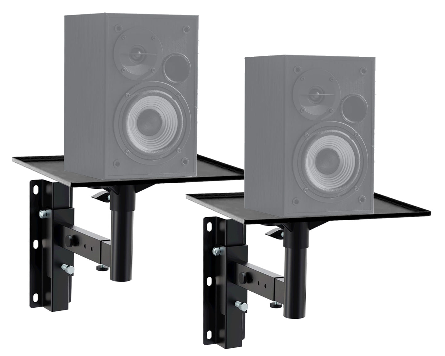 Softline Pro Wall Mount Speaker Bracket Stands – Pair Heavy-Duty Adjustable with 26 x 36 cm Top Tray Plate, Universal Metal Brackets for Home Theatre Studio and PA Speaker Load Capacity 20Kg - SP S502
