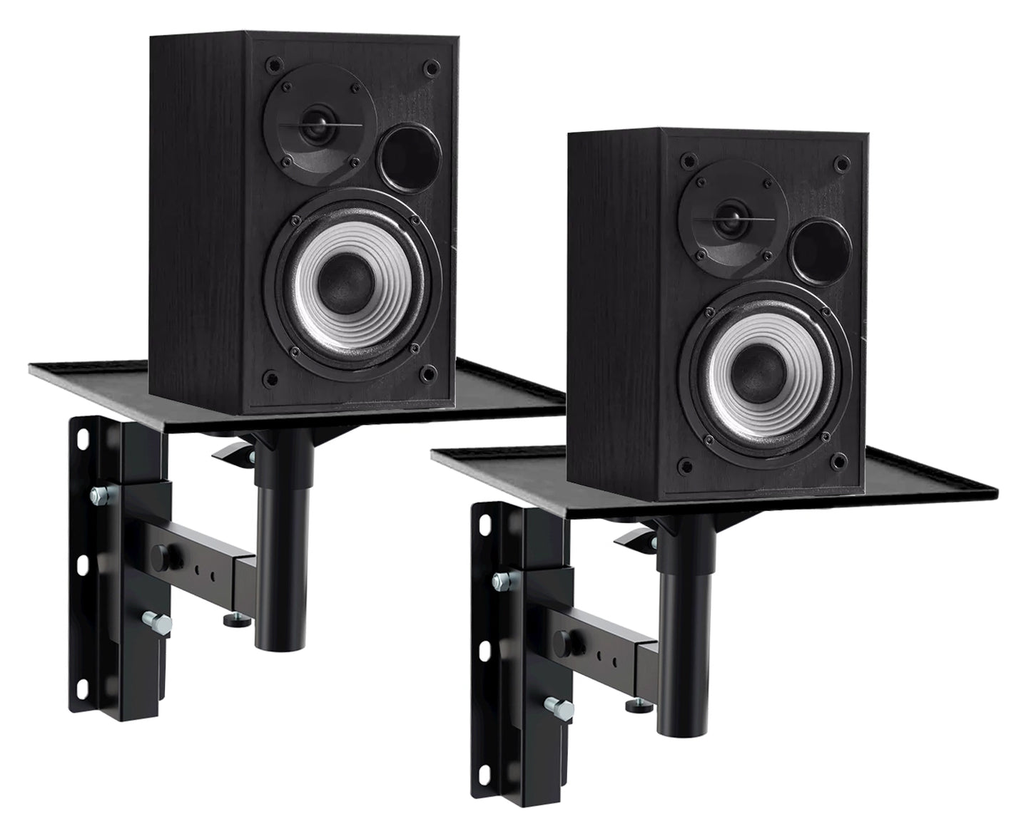 Softline Pro Wall Mount Speaker Bracket Stands – Pair Heavy-Duty Adjustable with 26 x 36 cm Top Tray Plate, Universal Metal Brackets for Home Theatre Studio and PA Speaker Load Capacity 20Kg - SP S502