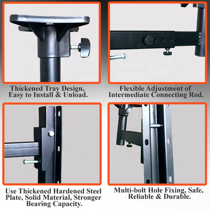 Softline Pro Wall Mount Speaker Bracket Stands – Pair Heavy-Duty Adjustable with 26 x 36 cm Top Tray Plate, Universal Metal Brackets for Home Theatre Studio and PA Speaker Load Capacity 20Kg - SP S502