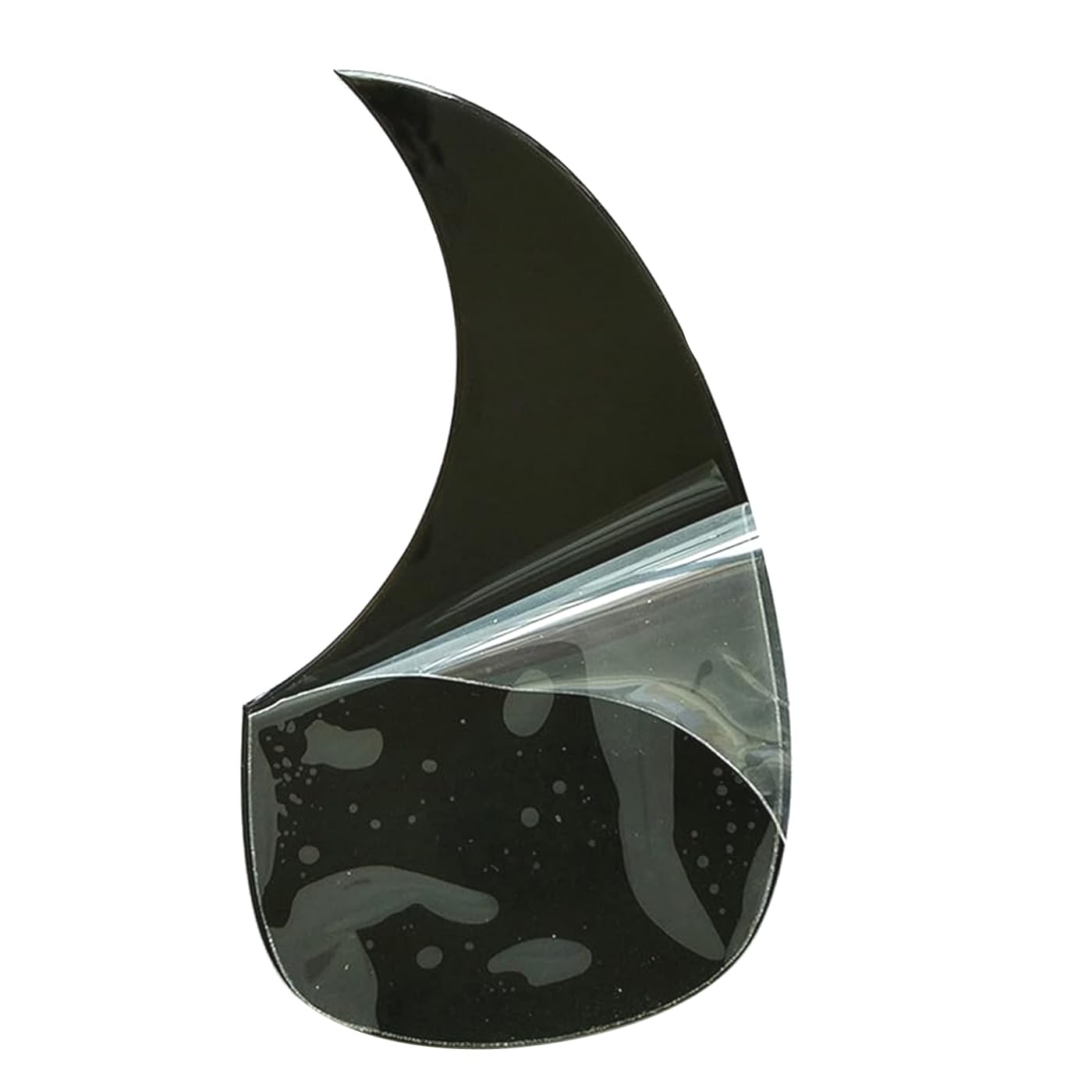 Black shark fin-shaped object on a white background

