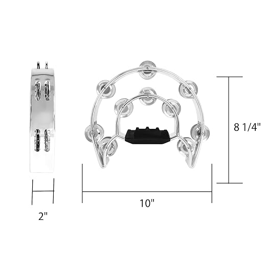 Motion blur shot of jingles vibrating in the silver double-row tambourine when played
