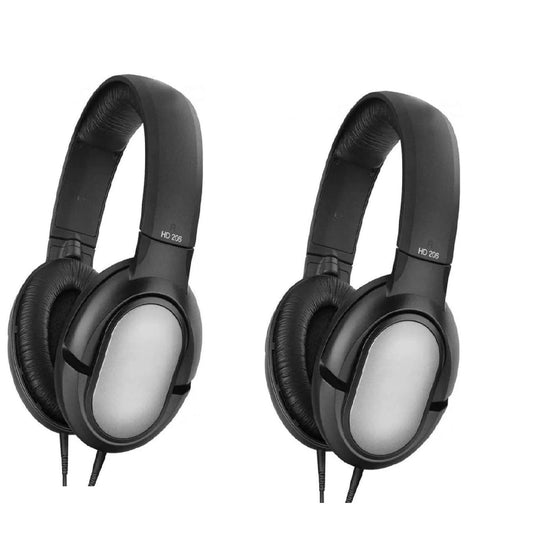 Pair of black headphones on a white background
