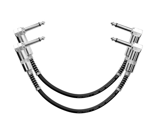 Two guitar cables with silver connectors on a white background