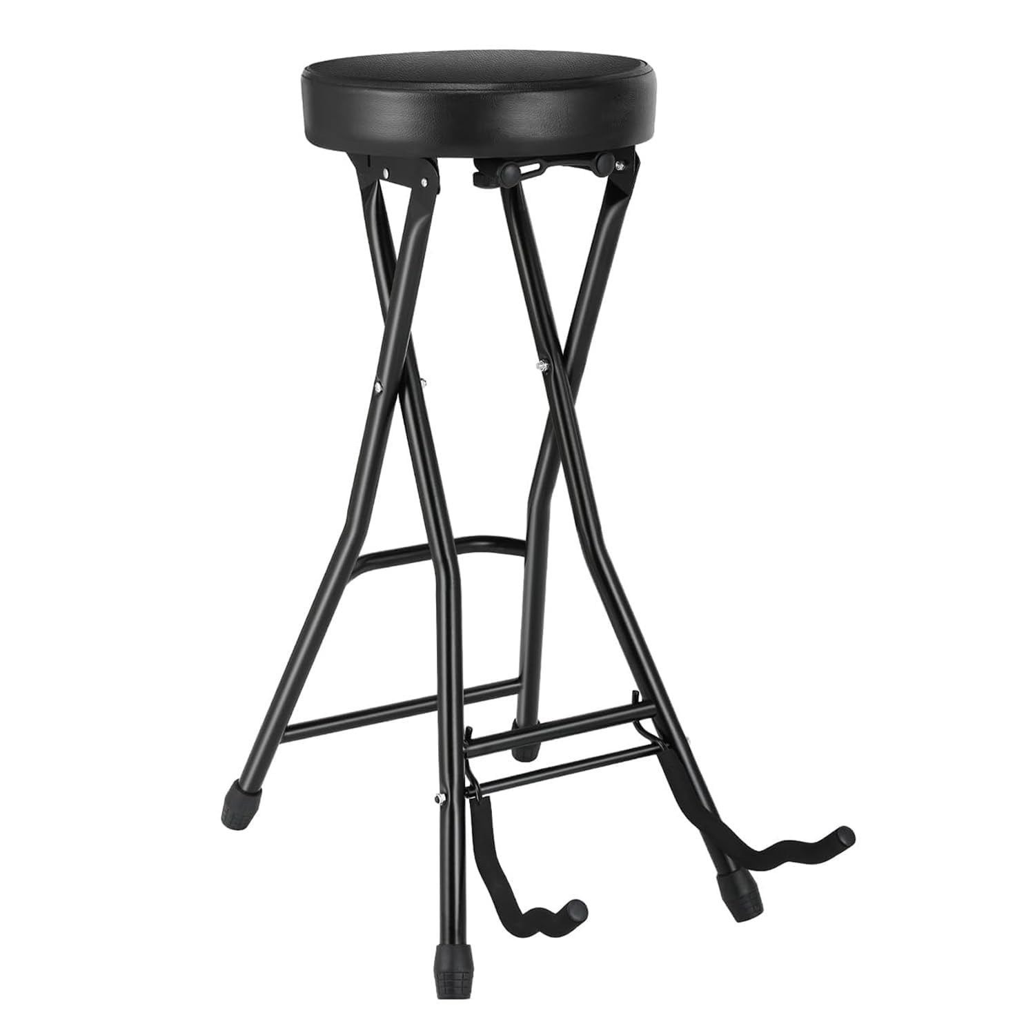 Black metal bar stool on a white background
