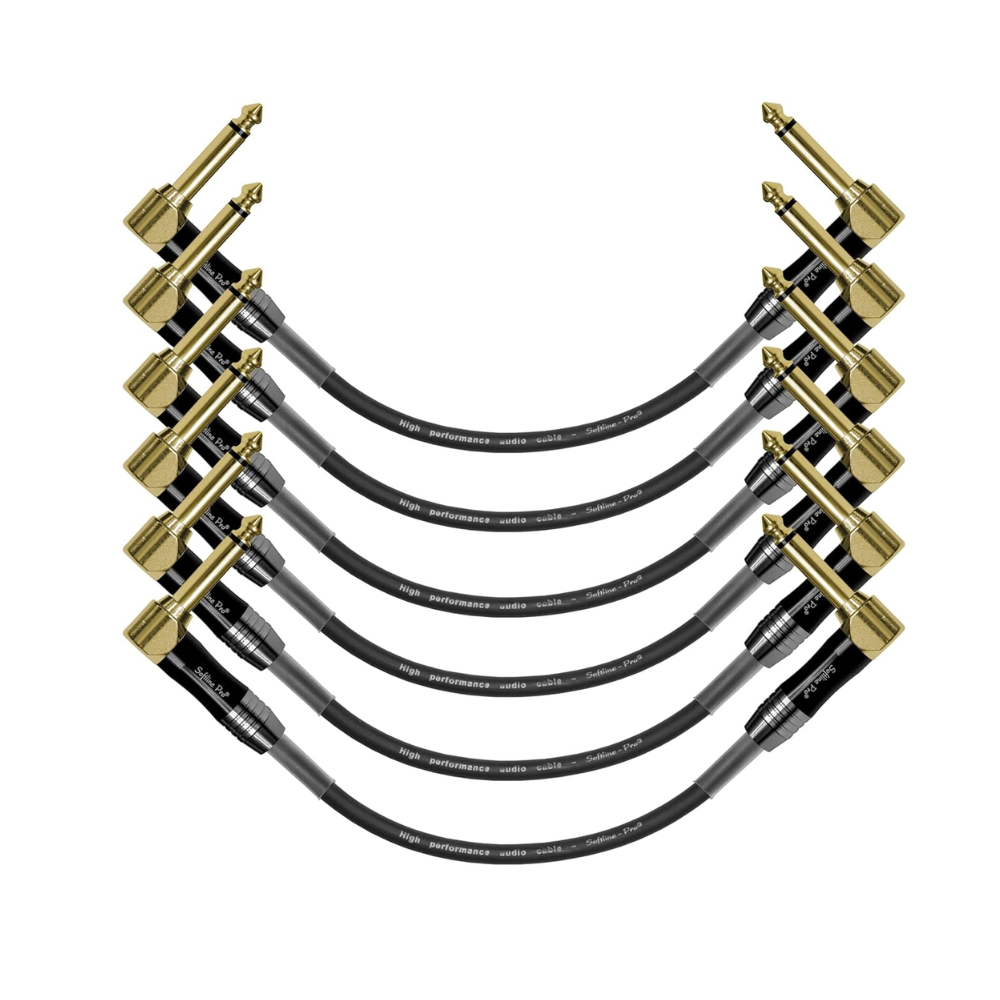 Softline Pro SP PRT 09 Guitar Patch Cable Right Angle 25 cm 1/4 Instrument Cable For Effect Pedals (9 Inch) (Gold Plated Pack of 6)