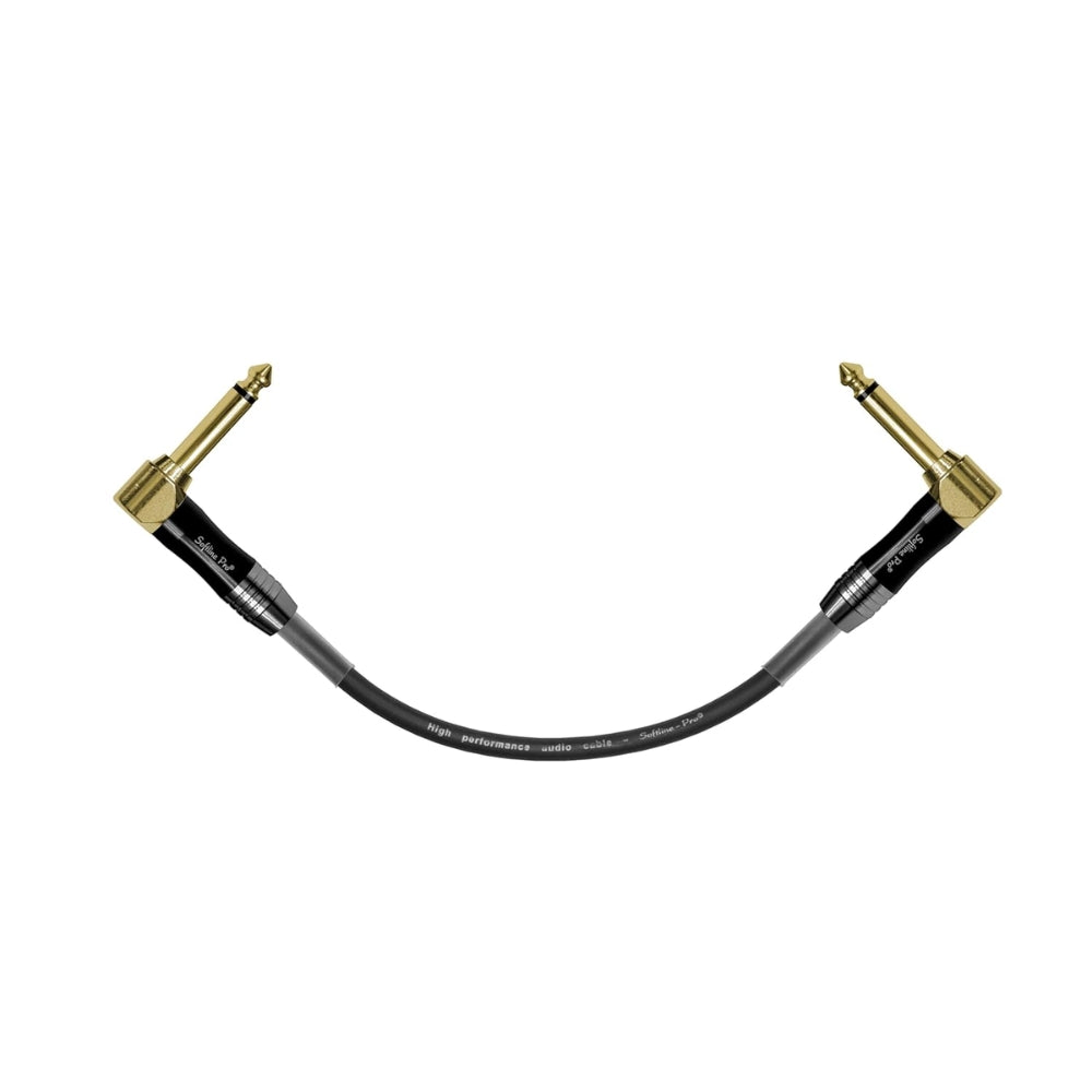 Softline Pro Guitar Patch Cable Right Angle 25 cm, 1/4 Instrument Cable For Effect Pedals 9 Inch, Gold Plated (Pack of 1), SP PRT 09