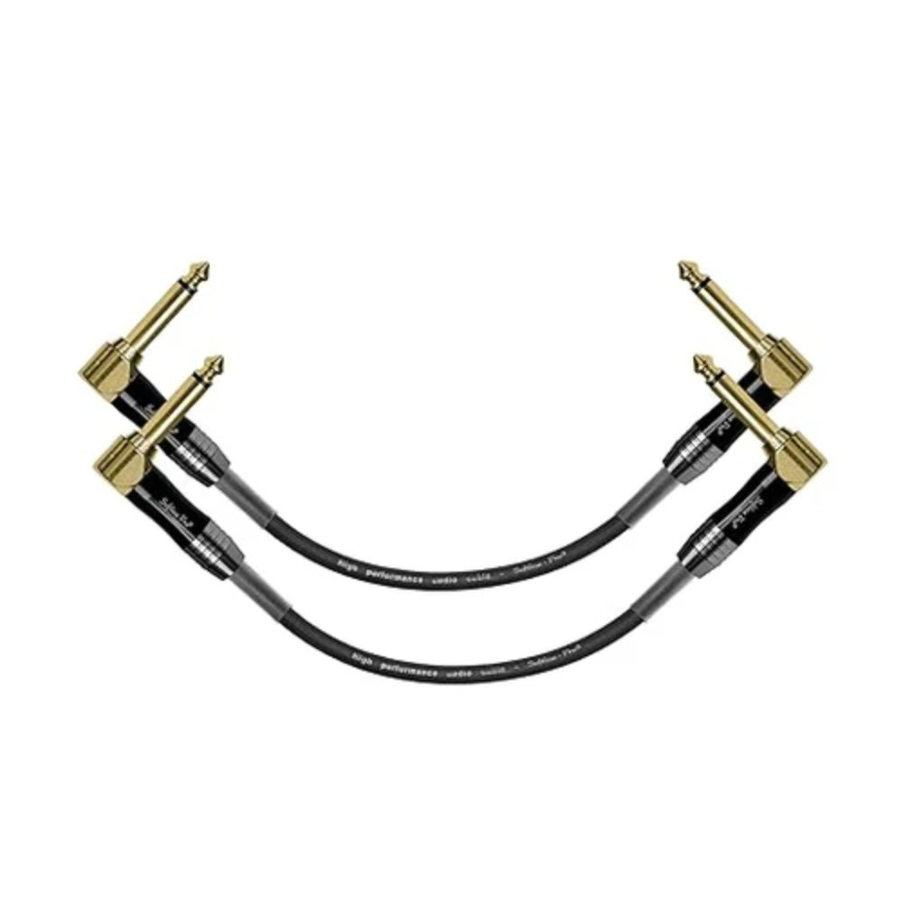 Softline Pro Guitar Patch Cable Right Angle 25 cm, 1/4 Instrument Cable For Effect Pedals 9 Inch, Gold Plated (Pack of 2), SP PRT 09