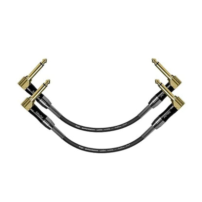 Softline Pro Guitar Patch Cable Right Angle 25 cm, 1/4 Instrument Cable For Effect Pedals 9 Inch, Gold Plated (Pack of 2), SP PRT 09