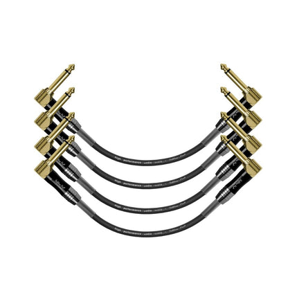 Softline Pro SP PRT 09 Guitar Patch Cable Right Angle 25 cm 1/4 Instrument Cable For Effect Pedals (9 Inch) (Gold Plated Pack of 4)