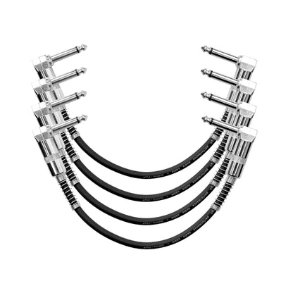 Softline Pro SP PRT 09 Guitar Patch Cable Right Angle 25 cm 1/4 Instrument Cable For Effect Pedals (9 Inch) (Silver Plated Pack of 4)