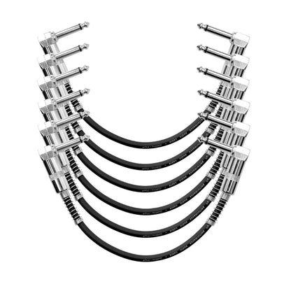 Softline Pro SP PRT 09 Guitar Patch Cable Right Angle 25 cm 1/4 Instrument Cable For Effect Pedals (9 Inch) (Silver Plated Pack of 6)
