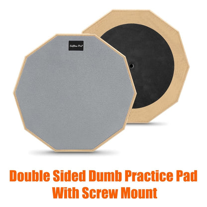 Softline Pro 12" & 10 Corners Dumbed Drum Practice Pad - Single Sided (Grey - Single Sided)
