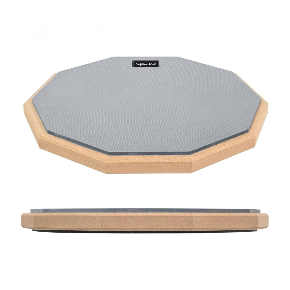 Softline Pro 12" & 10 Corners Dumbed Drum Practice Pad - Single Sided (Grey - Single Sided)