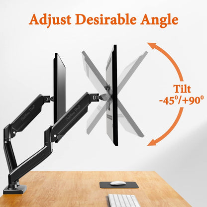 Softline Pro SP HMS2 Dual Monitor Mount Fits 13 to 32 Inch Computer Screen, Dual Monitor Arm Hold up to 9 Kg Each, Full Motion Monitor Desk Mounts for 2 Monitors, Gas Spring Monitor Stand, VESA Mount