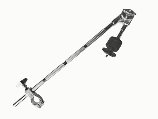 Metal rod with adjustable components on a white background