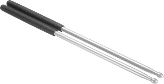 Two metal rods with black handles on a white background