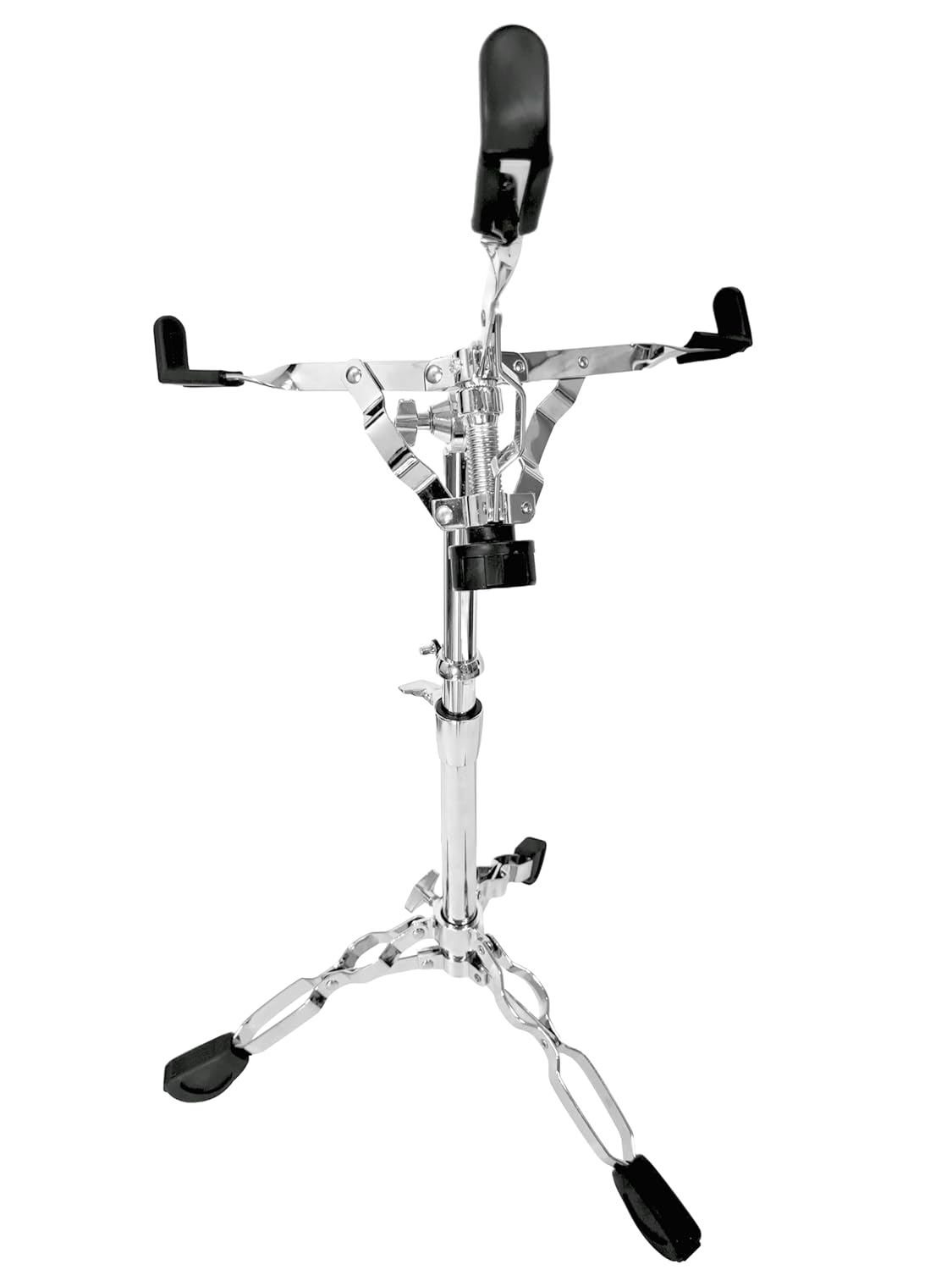 Drum stand with clear acrylic shaft on a white background